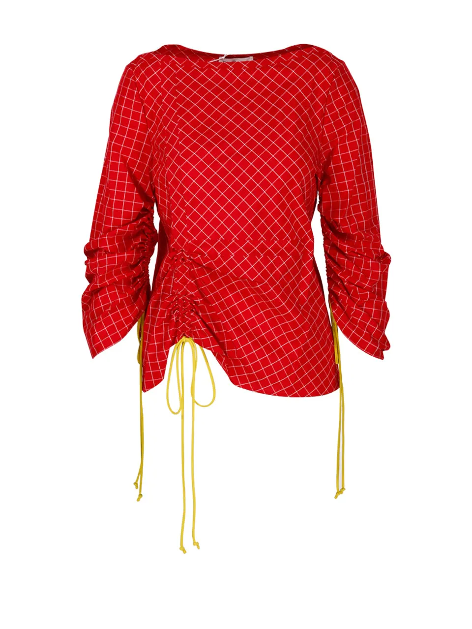 Tory Burch Windowpane Plaid Drawstring Tunic Top