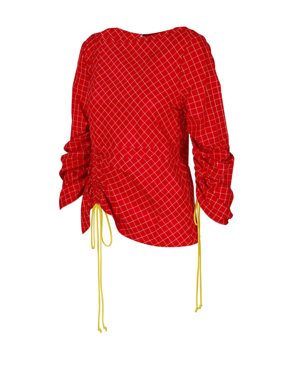Tory Burch Windowpane Plaid Drawstring Tunic Top