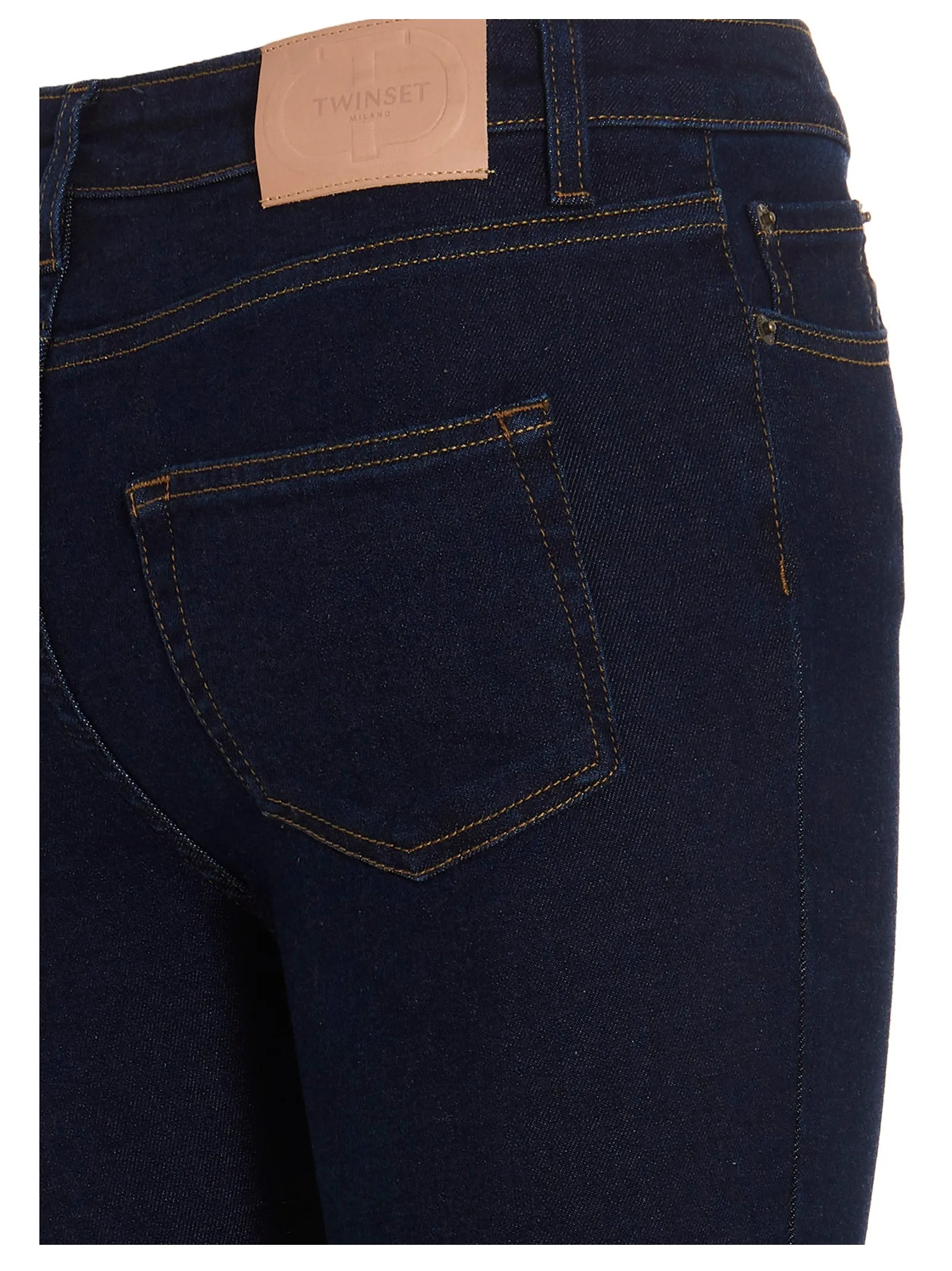 TWINSET Logo Patch Mid-Rise Skinny Jeans