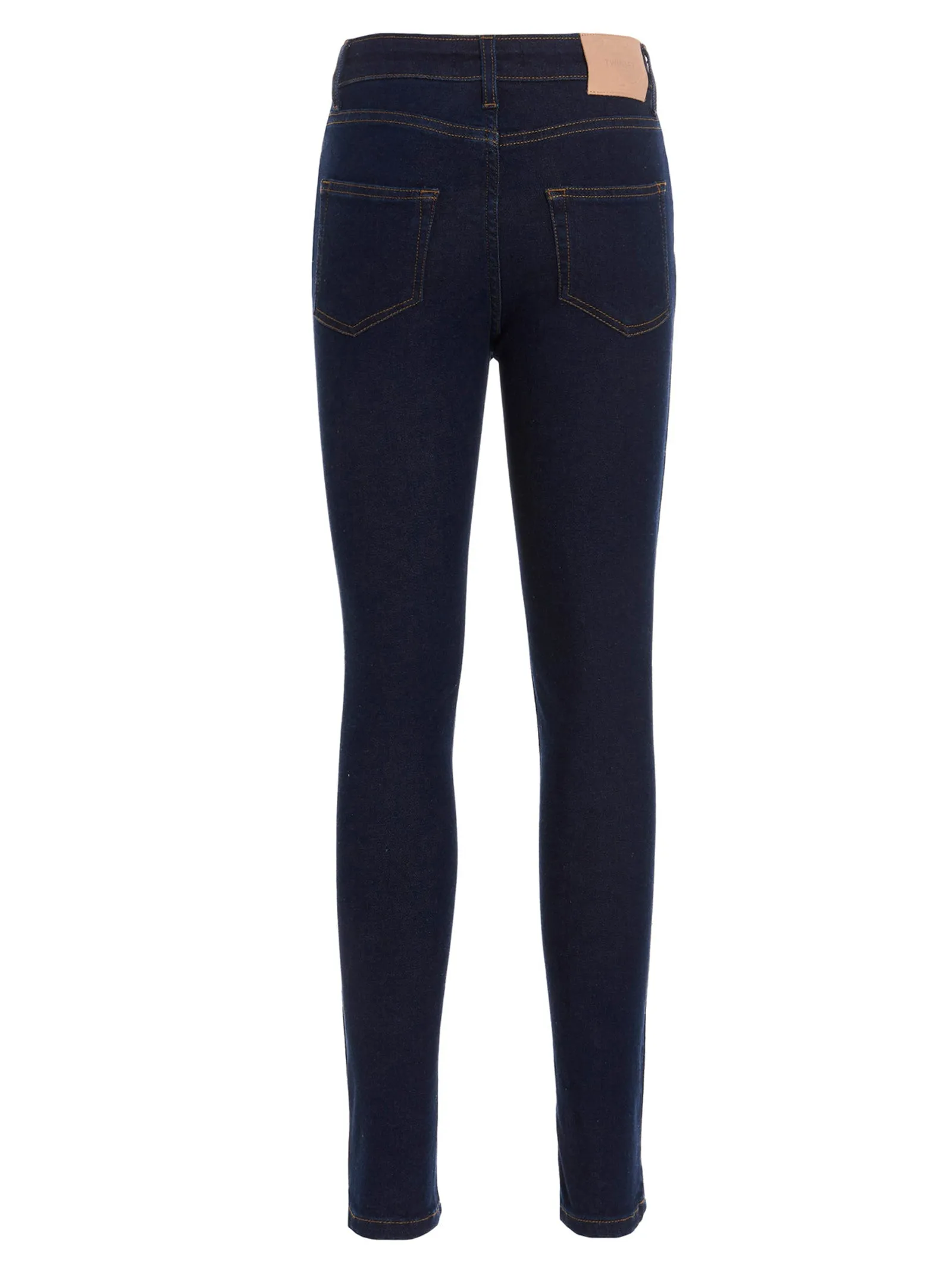 TWINSET Logo Patch Mid-Rise Skinny Jeans