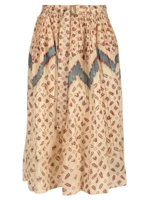 Ulla Johnson Allover Graphic Printed High Waist Skirt
