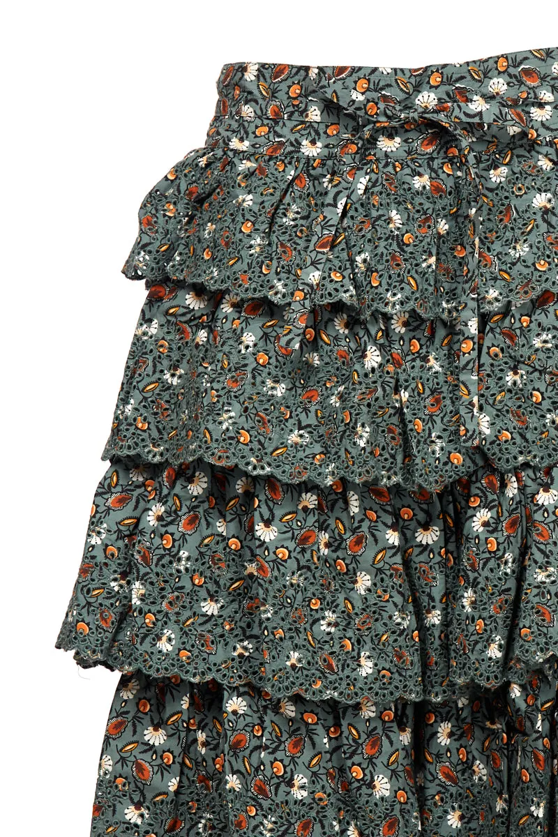 Ulla Johnson High Waist Ruffled Skirt