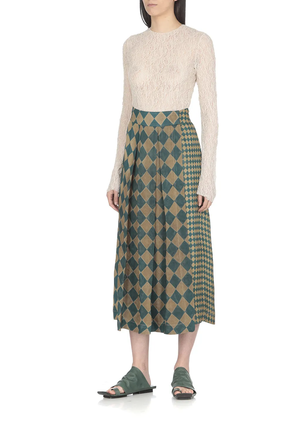 Uma Wang All-Over Patterned Flared Hem Skirt