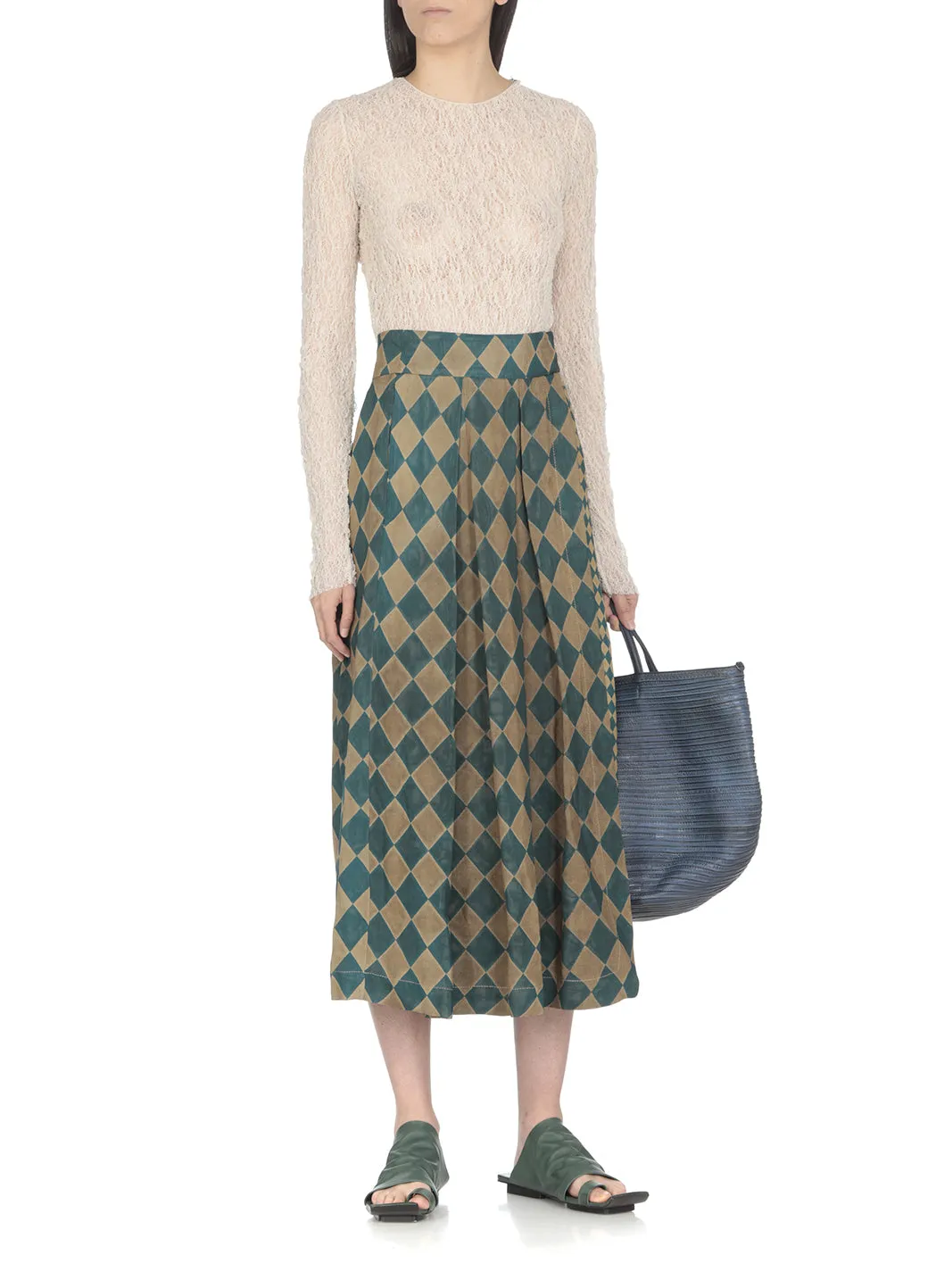 Uma Wang All-Over Patterned Flared Hem Skirt