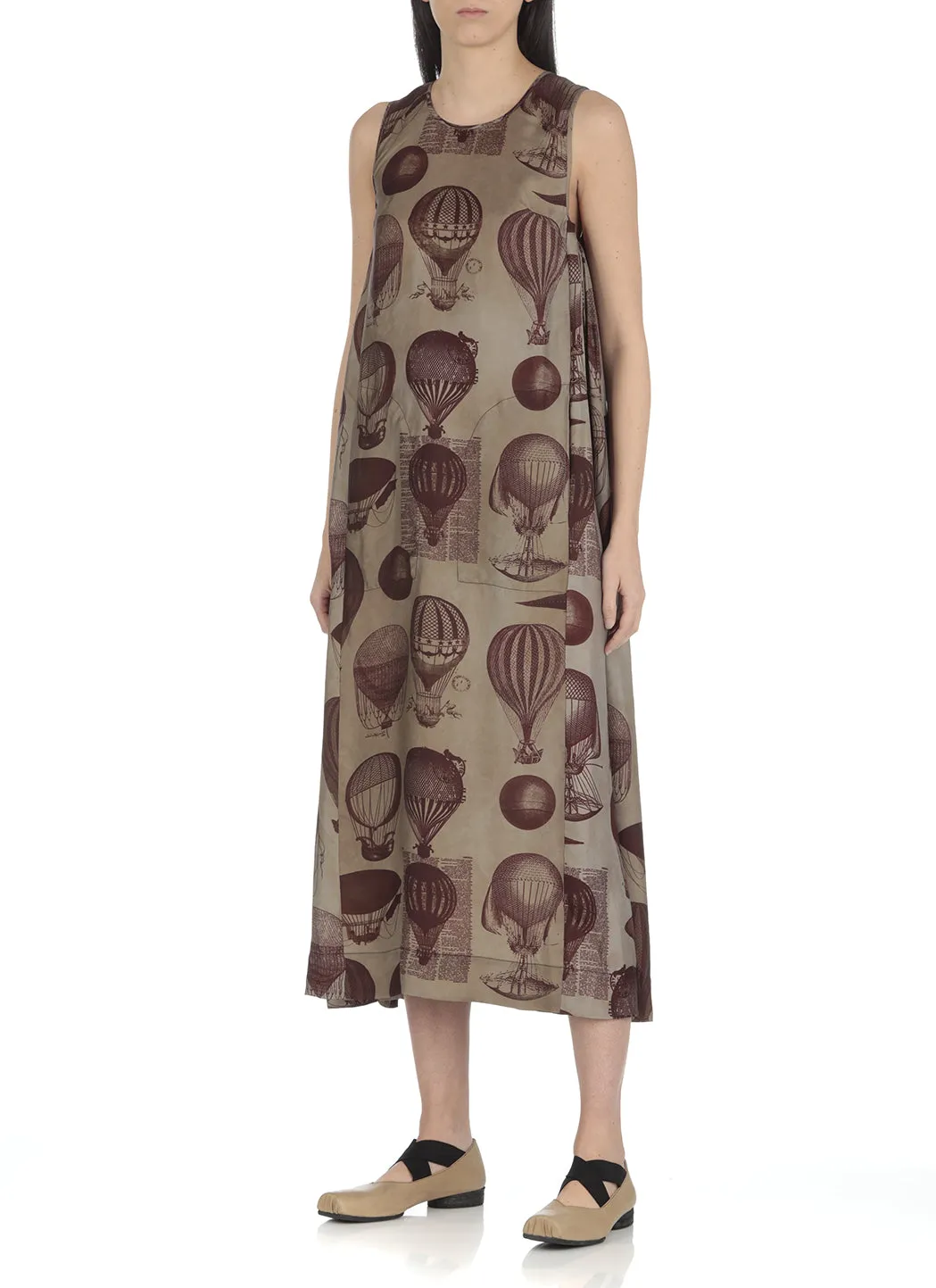 Uma Wang All-Over Printed Sleeveless Midi Dress