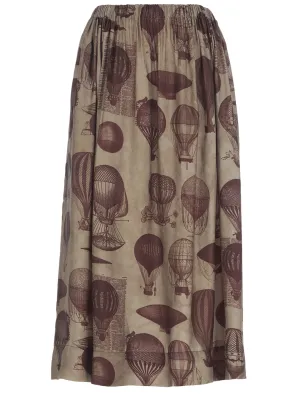 Uma Wang Graphic Printed Midi Skirt