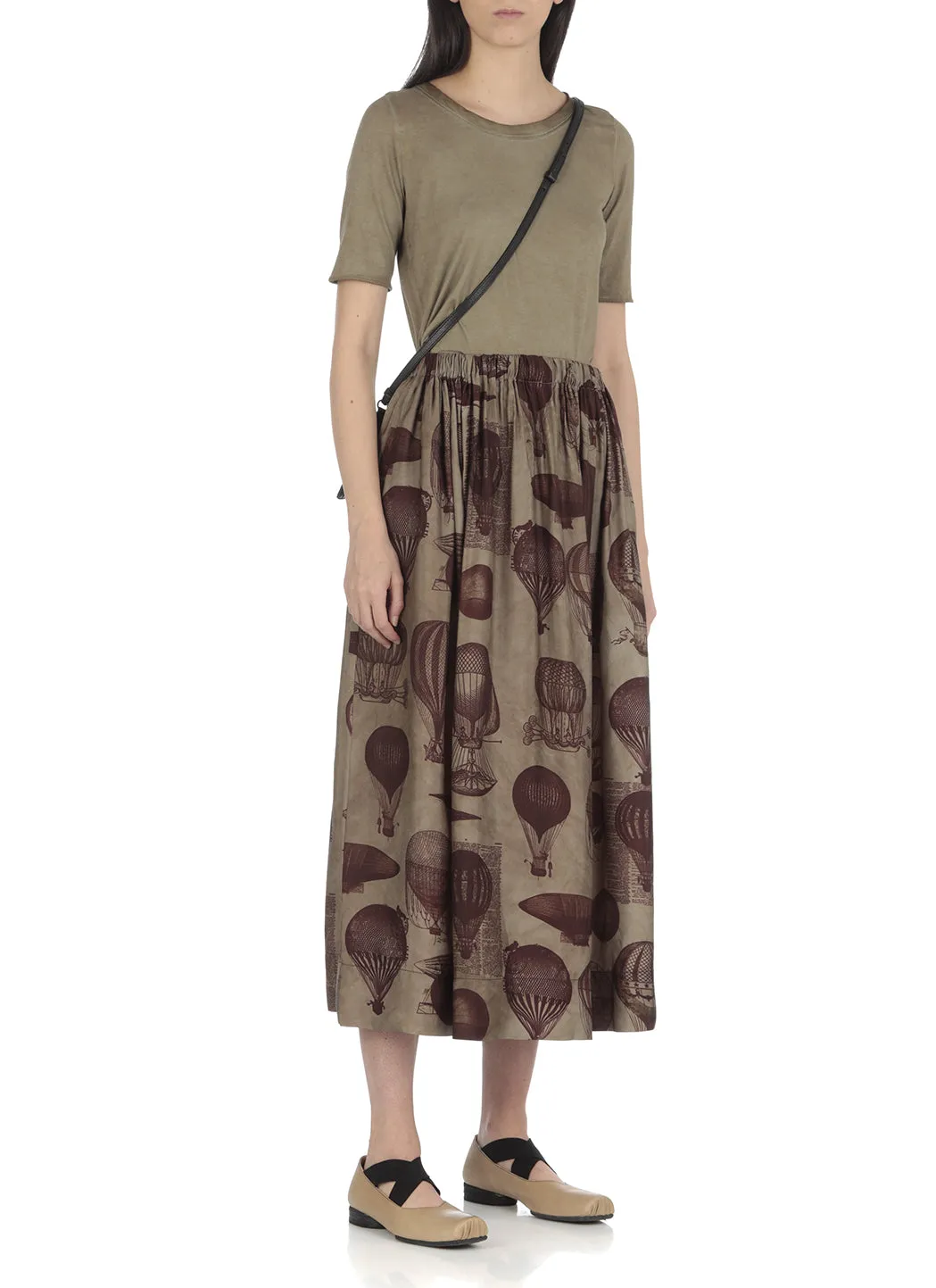 Uma Wang Graphic Printed Midi Skirt