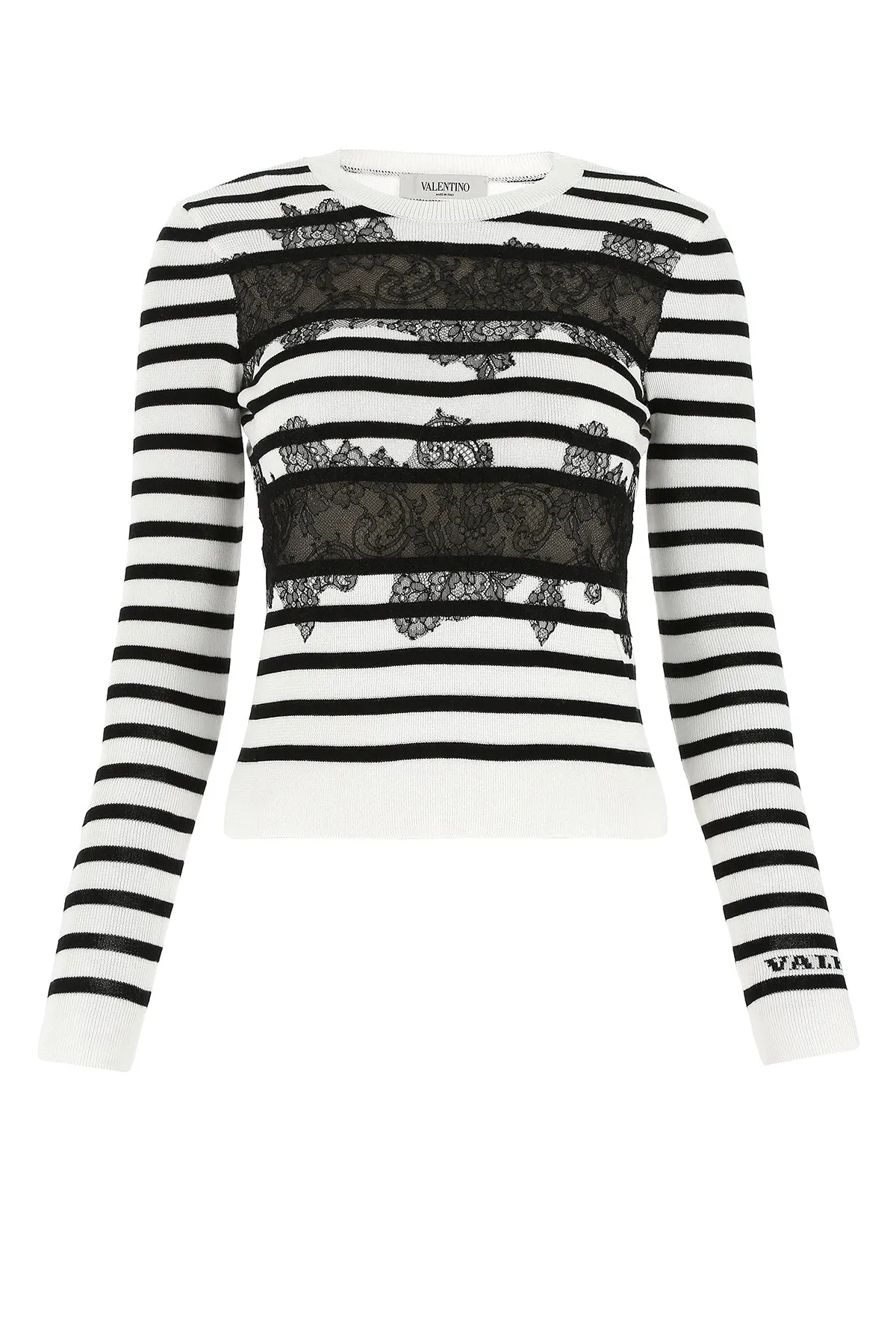 Valentino Lace Detailed Stripped Knit Jumper