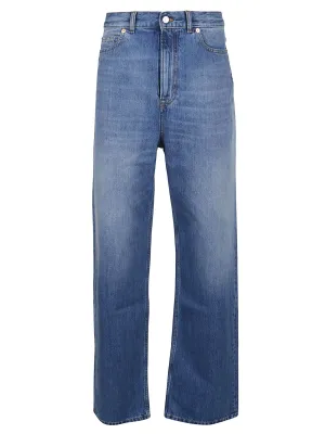 Valentino Logo Patch Wide-Leg Jeans