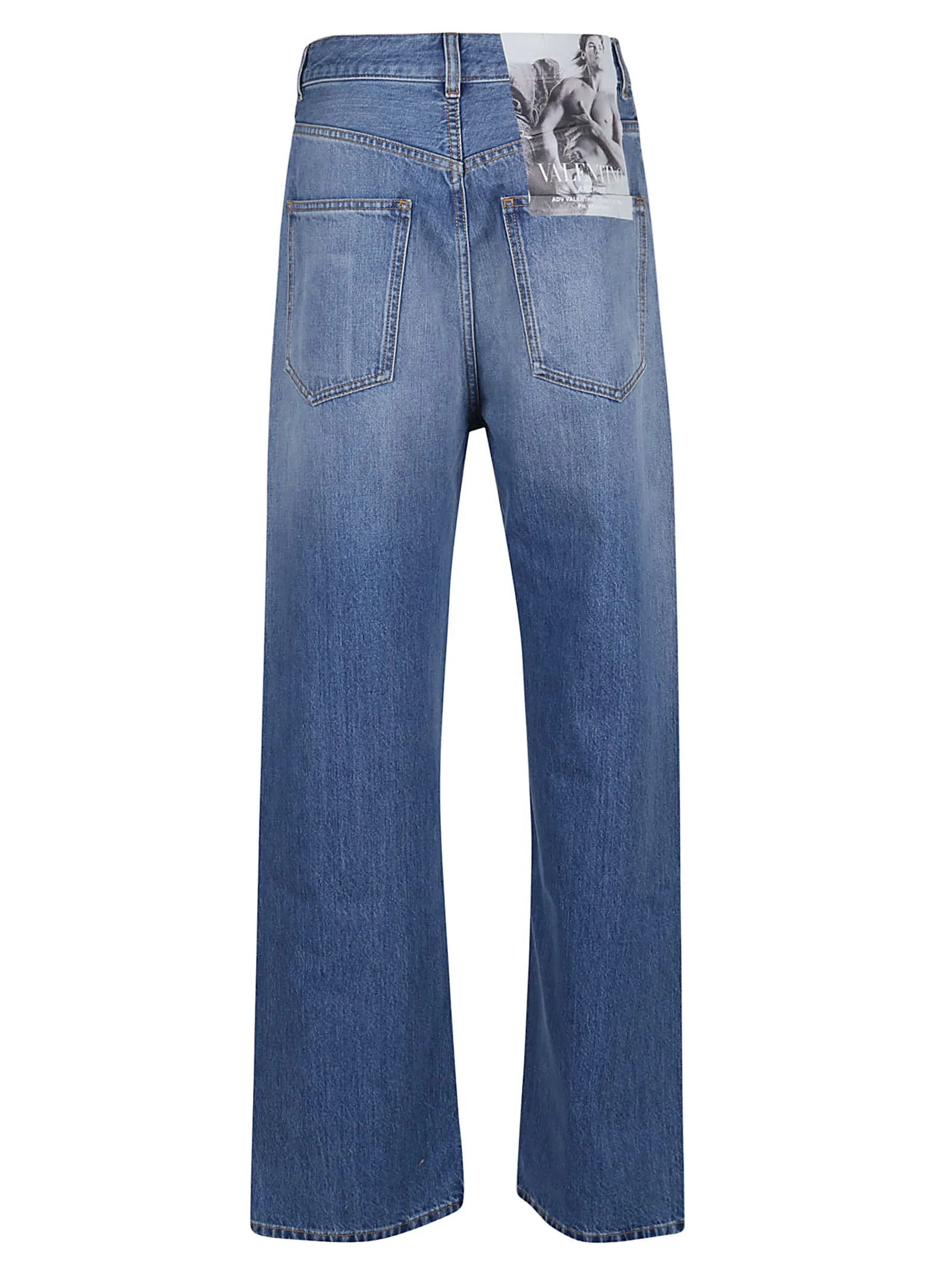 Valentino Logo Patch Wide-Leg Jeans