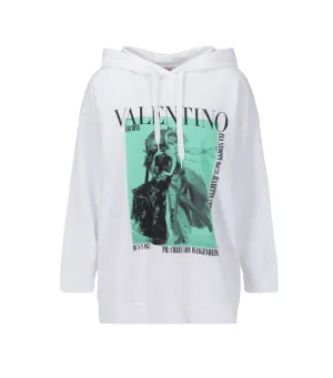 Valentino Logo Printed Drawstring Hoodie