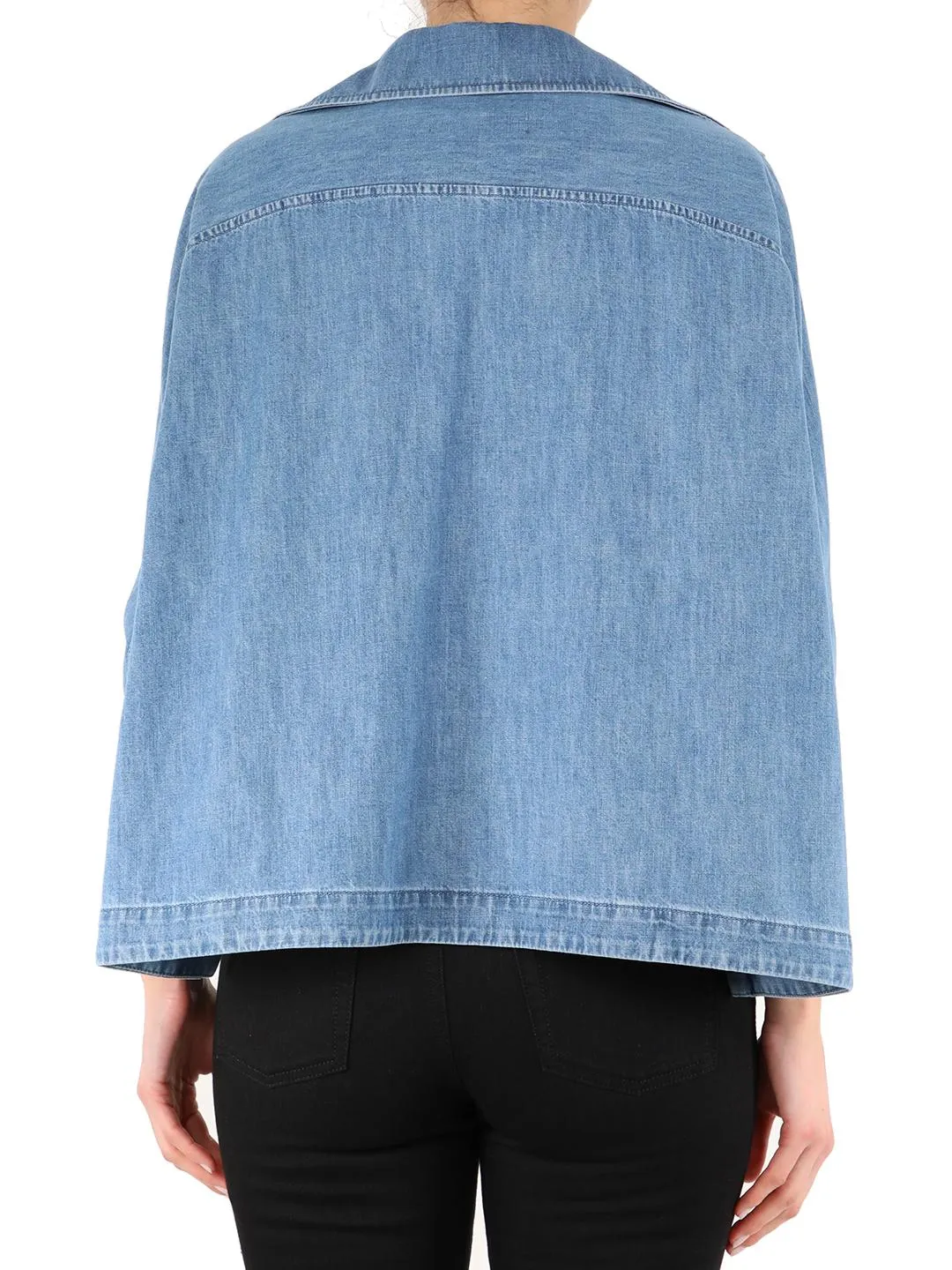 Valentino V-Neck VLogo Plaque Denim Shirt