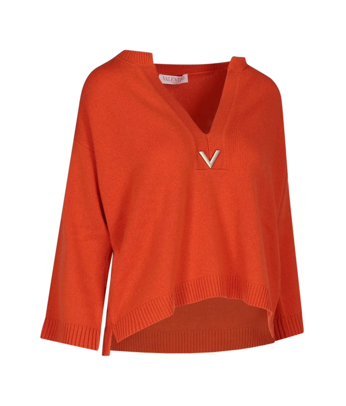 Valentino VGold Detailed V-Neck Knit Jumper