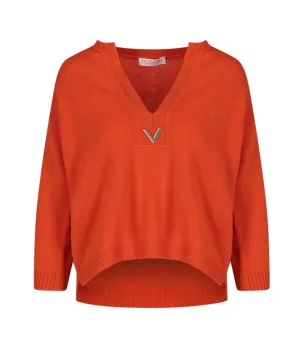 Valentino VGold Detailed V-Neck Knit Jumper