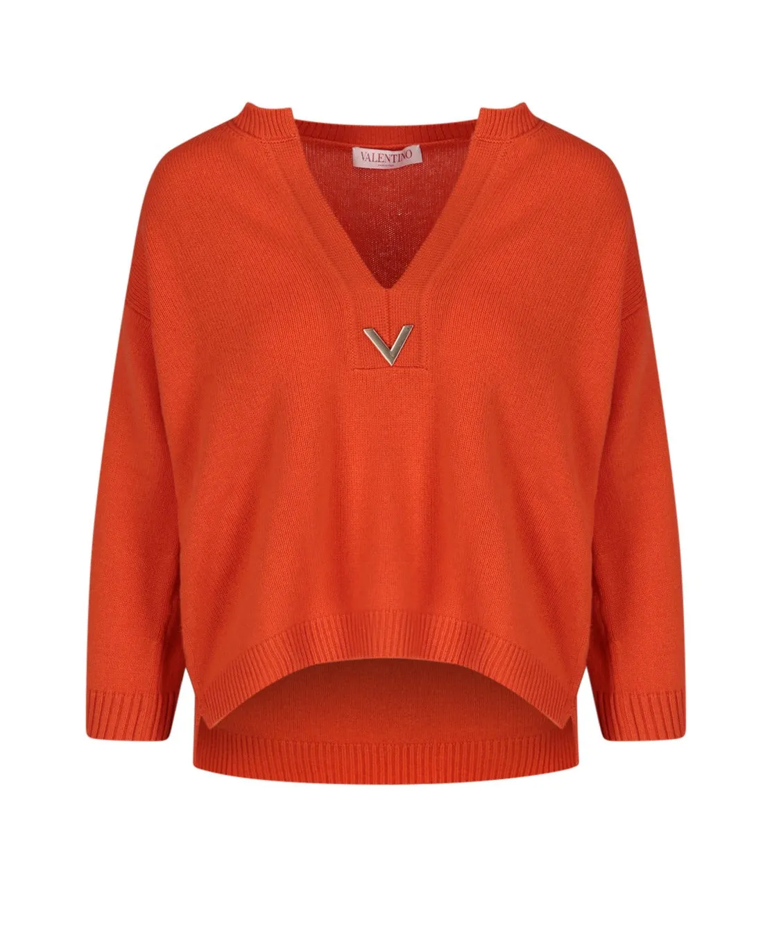 Valentino VGold Detailed V-Neck Knit Jumper