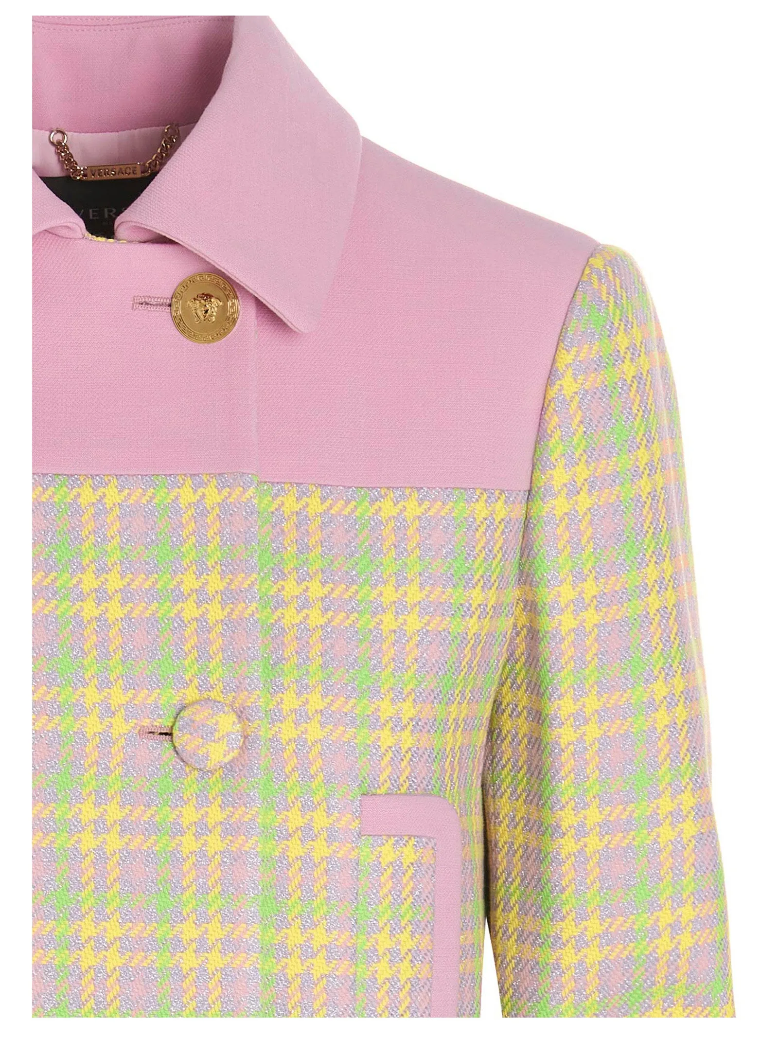 Versace Check Pattern Double Breasted Coat