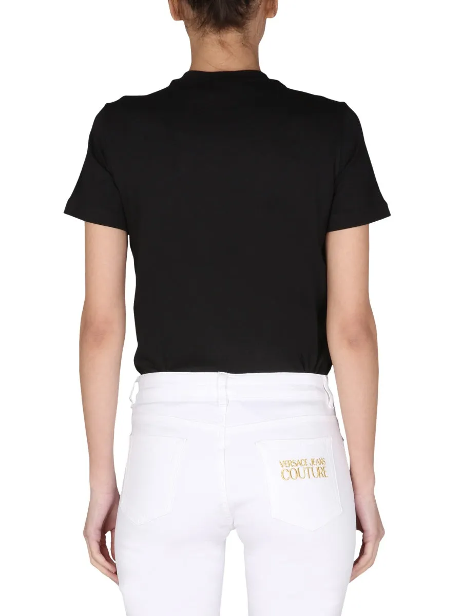Versace Jeans Couture Floral Embroidered Crewneck T-Shirt