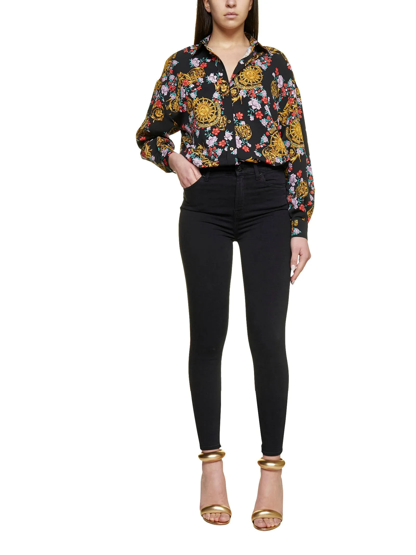 Versace Jeans Couture Floral Printed Long-Sleeved Shirt