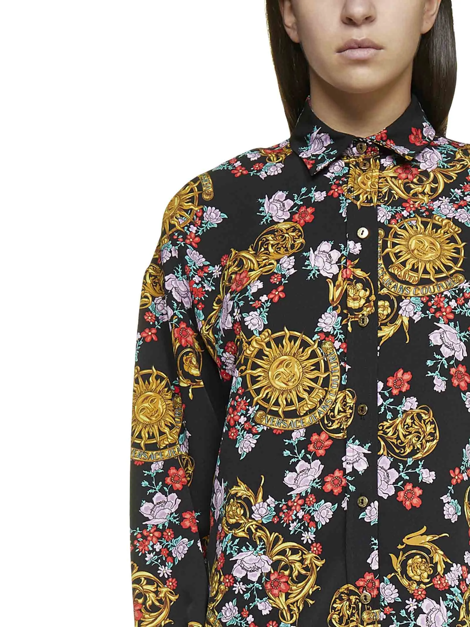Versace Jeans Couture Floral Printed Long-Sleeved Shirt