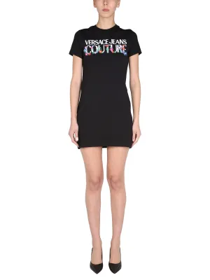Versace Jeans Couture Logo Embroidered Crewneck T-Shirt Dress