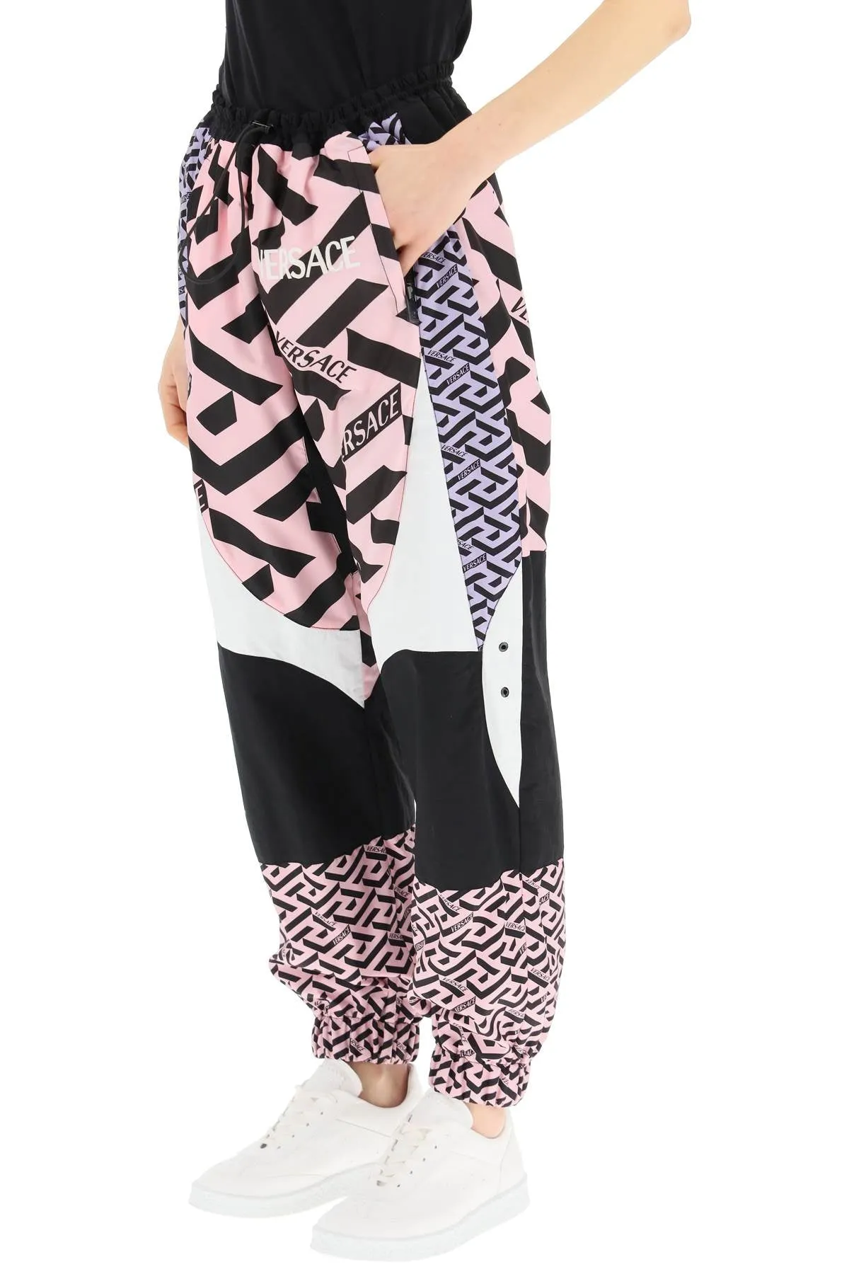 Versace La Greca Panelled Logo Printed Track Pants