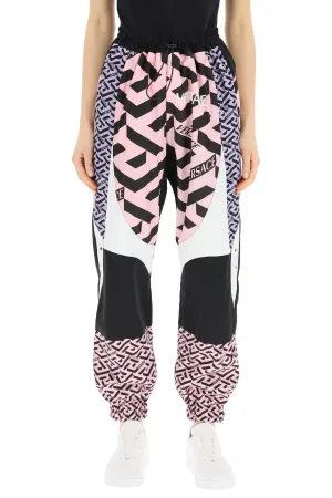 Versace La Greca Panelled Logo Printed Track Pants