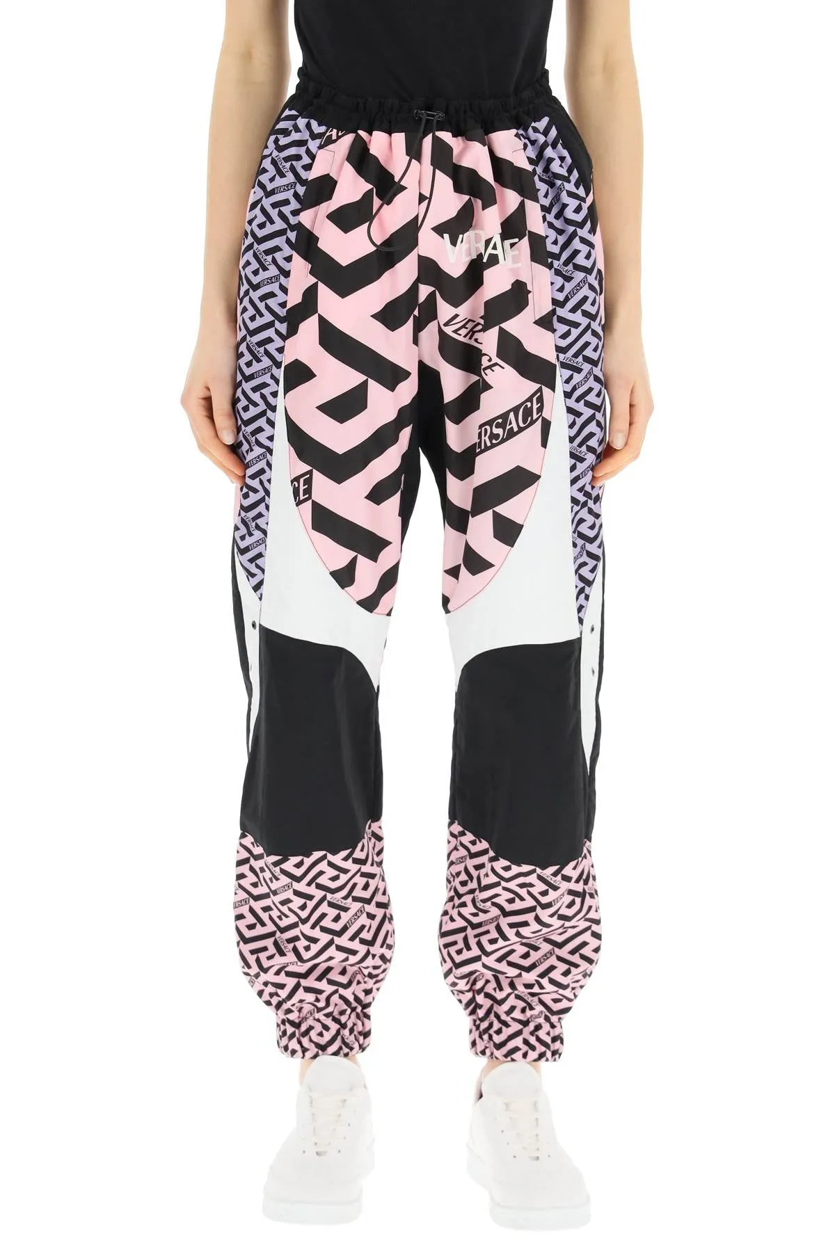 Versace La Greca Panelled Logo Printed Track Pants