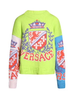 Versace Logo Intarsia Knit Crewneck Jumper