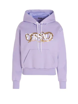 Versace Logo Print Drawstring Hoodie
