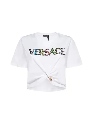 Versace Logo Printed Safety Pin T-Shirt