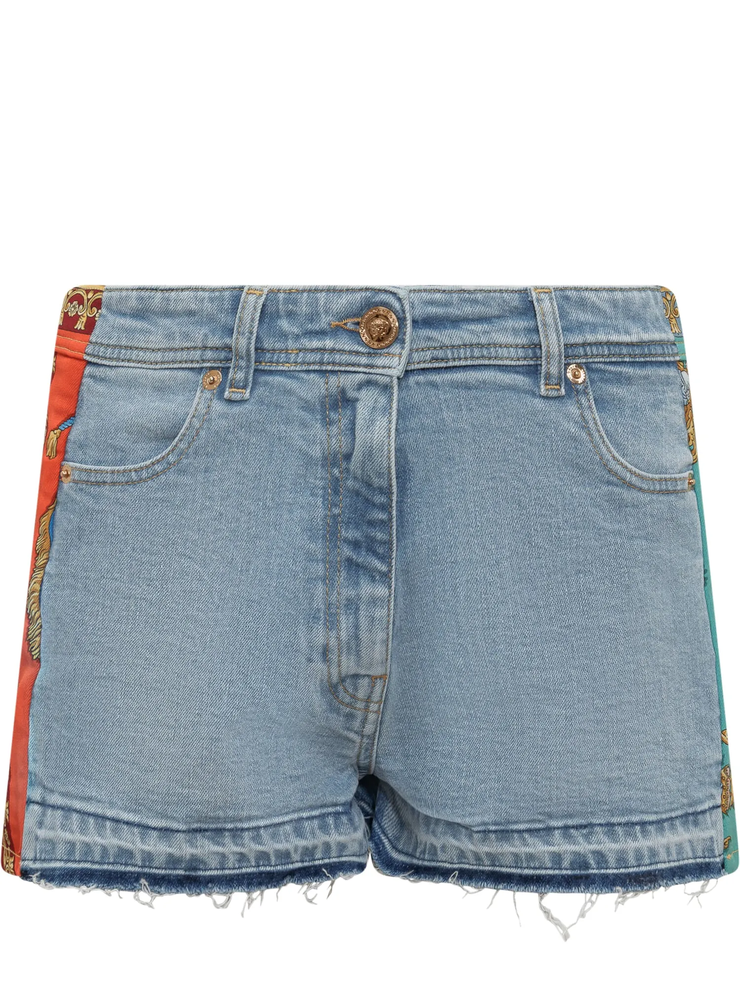 Versace Royal Rebellion Mid-Rise Denim Shorts