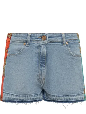 Versace Royal Rebellion Mid-Rise Denim Shorts