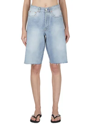 Vetements Logo Patch Knee-Length Denim Shorts