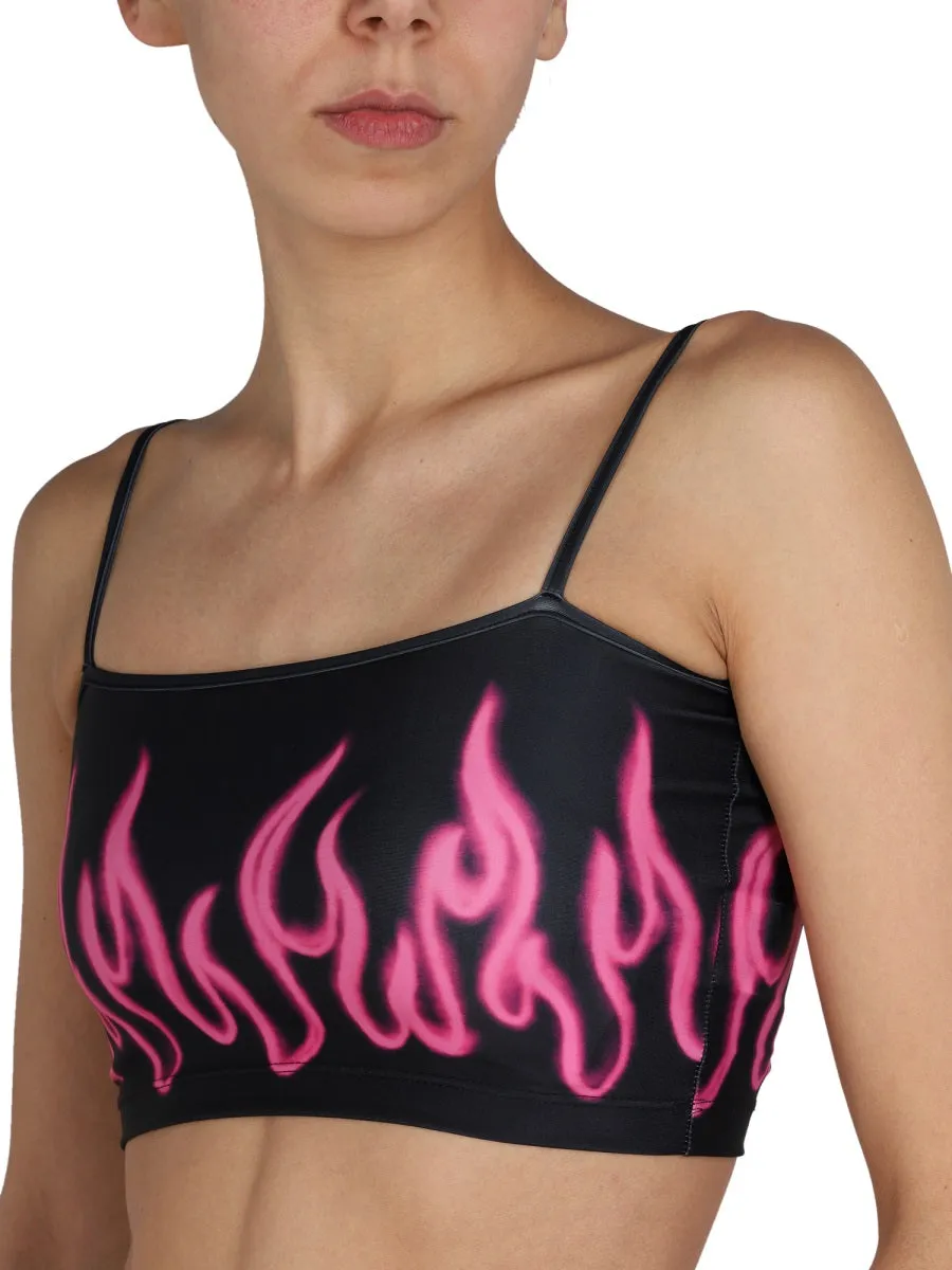Vision Of Super Flame Print Cropped Top