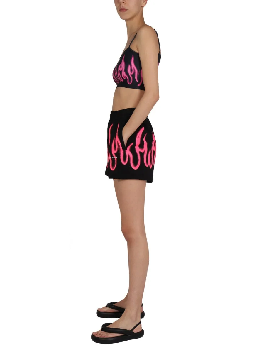 Vision Of Super Flame Print Cropped Top