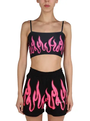 Vision Of Super Flame Print Cropped Top