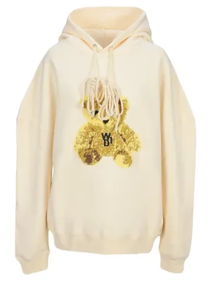 We11done Embroidered Teddy Drawstring Hoodie