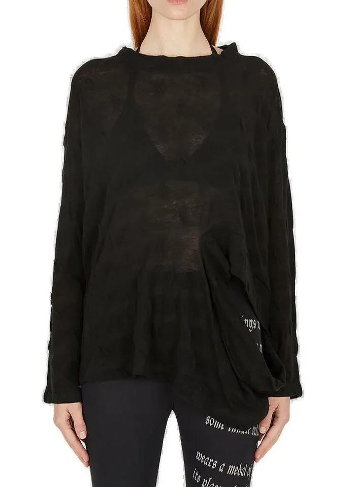 Yohji Yamamoto Ruffled Detailed Knit Top