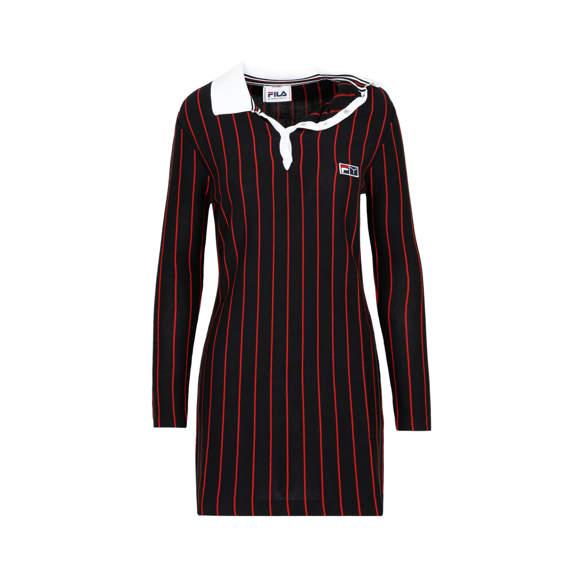 Y/Project Logo Patch Striped Knit Mini Dress
