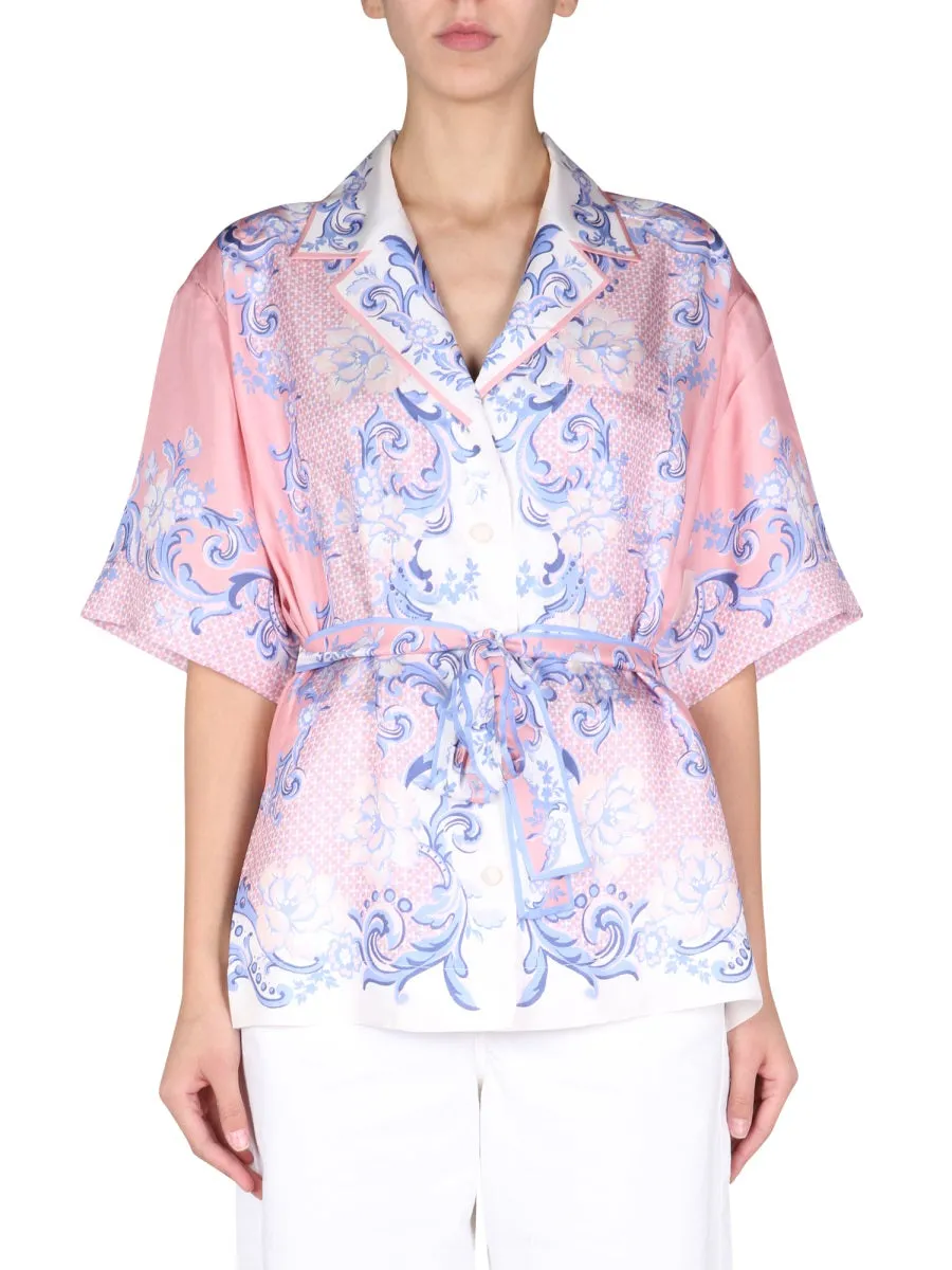 Zimmermann Motif Print Belt Shirt