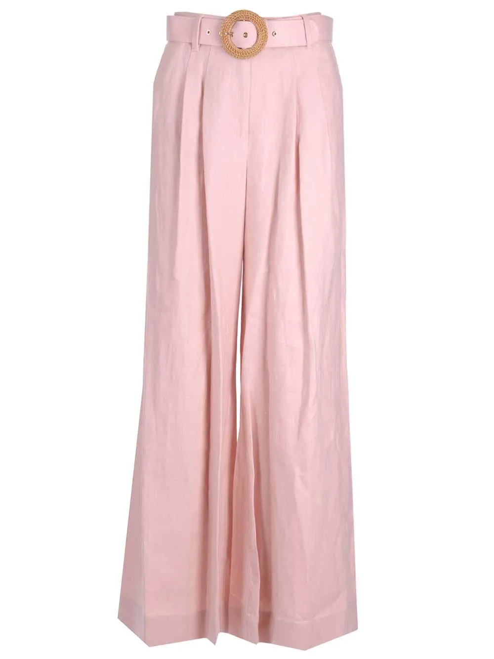 Zimmermann Postcard Belted Wide-Leg Pants