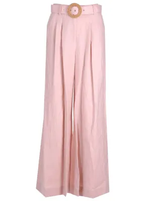 Zimmermann Postcard Belted Wide-Leg Pants